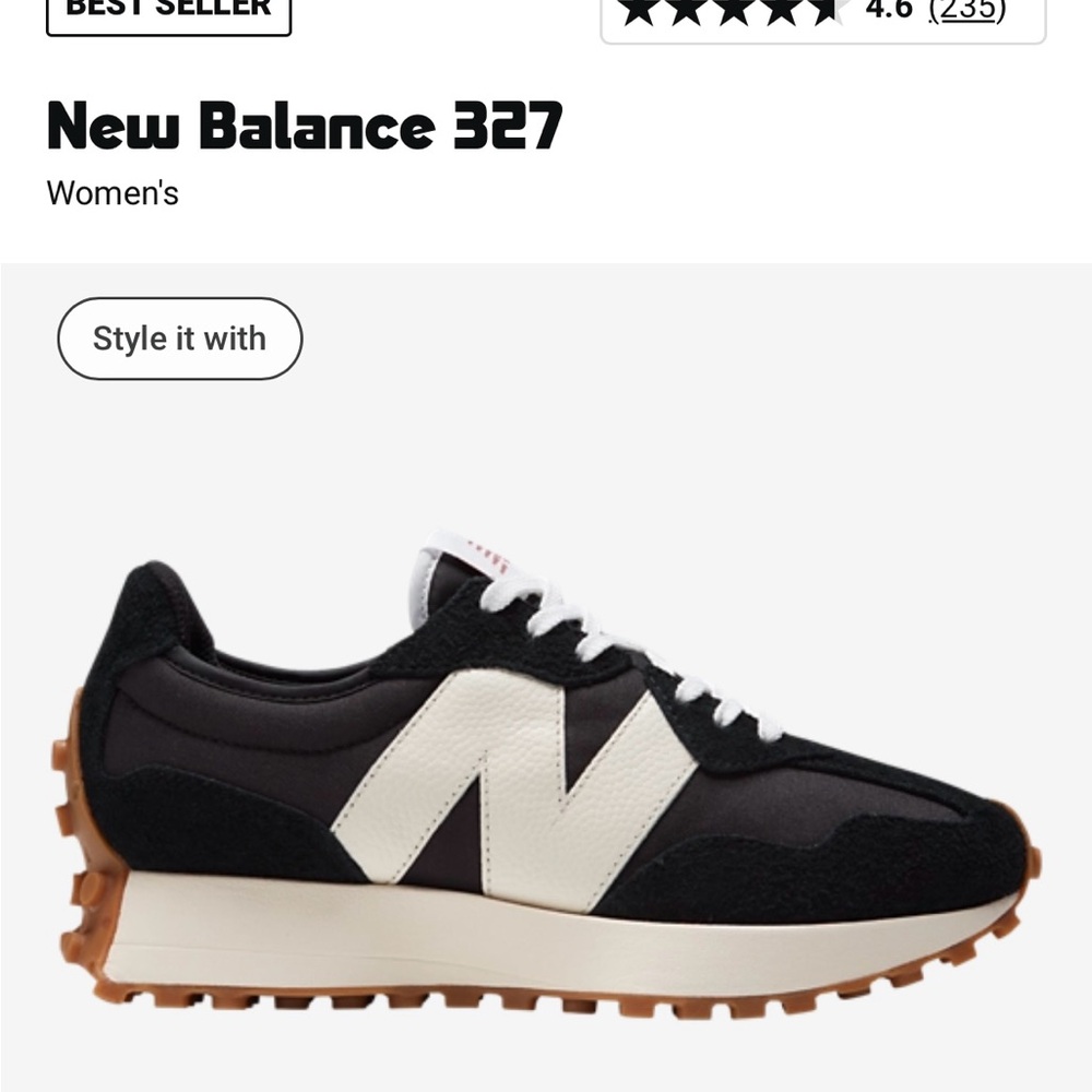 New Balance 327 Women's Black sneakers size 8 1/2